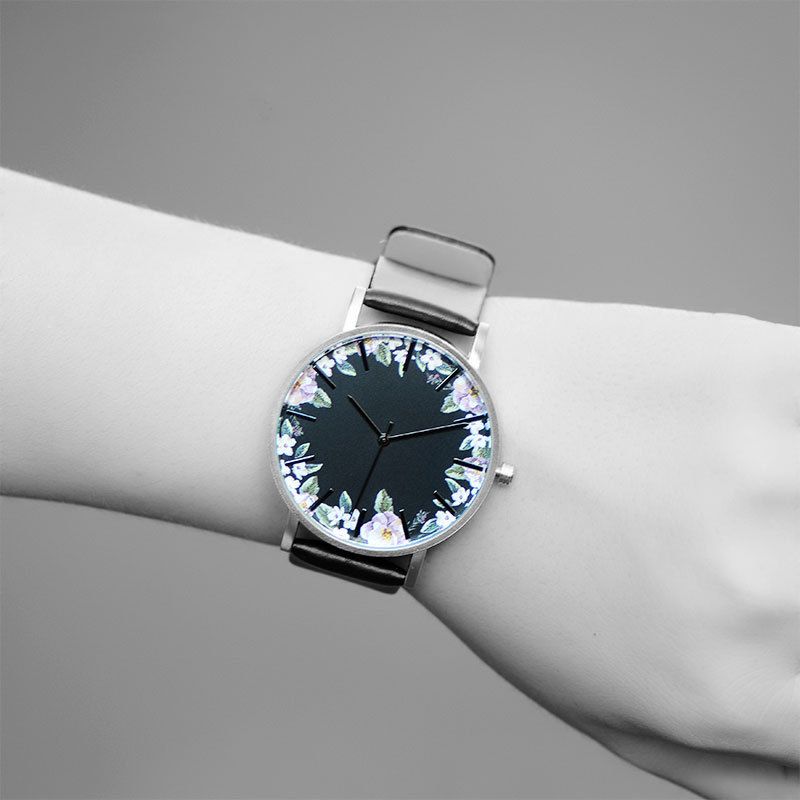 Unisex Polshorloge Flower Picture Dial Display Quartz Horloge