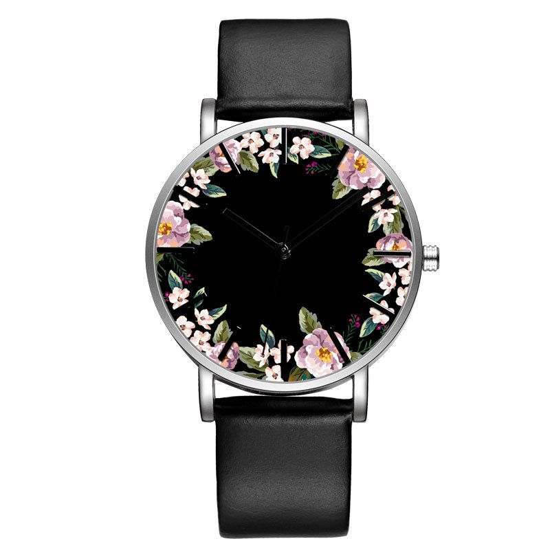 Unisex Polshorloge Flower Picture Dial Display Quartz Horloge