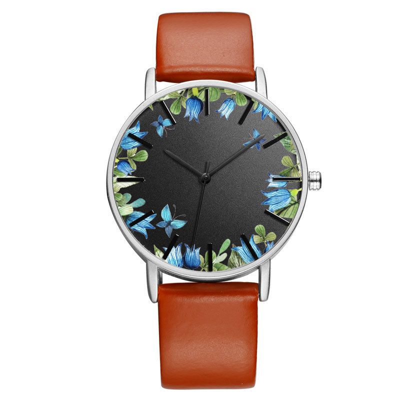 Unisex Polshorloge Flower Picture Dial Display Quartz Horloge