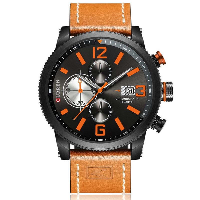 Werkende Kleine Wijzerplaten Chronograaf Quartz Horloge Waterdicht Sport Herenhorloge