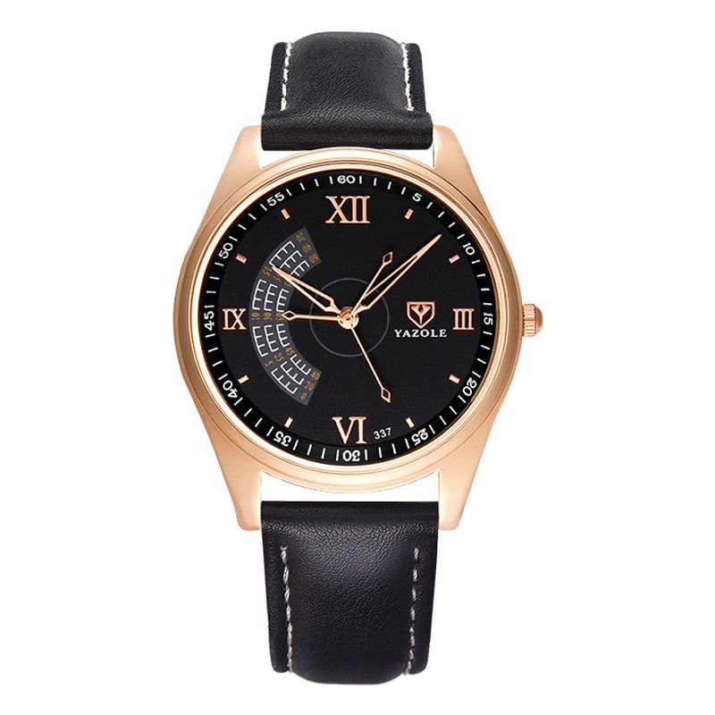 Zakelijk Casual Groot Romeins Cijfer Wijzerplaat Pu Lederen Band 3atm Waterdicht Heren Quartz Horloge