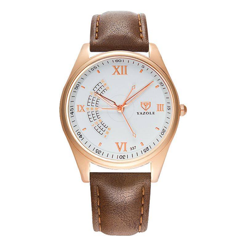 Zakelijk Casual Groot Romeins Cijfer Wijzerplaat Pu Lederen Band 3atm Waterdicht Heren Quartz Horloge