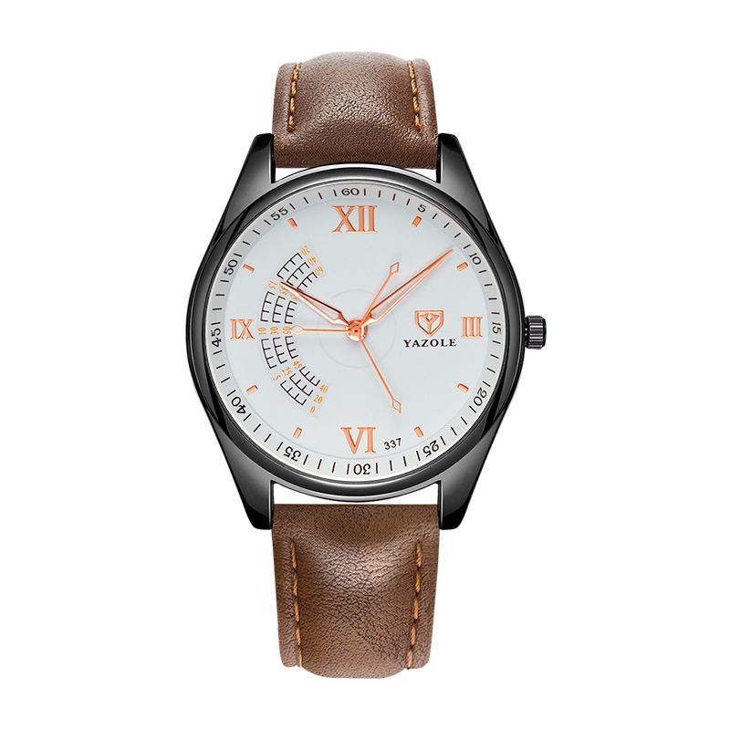 Zakelijk Casual Groot Romeins Cijfer Wijzerplaat Pu Lederen Band 3atm Waterdicht Heren Quartz Horloge