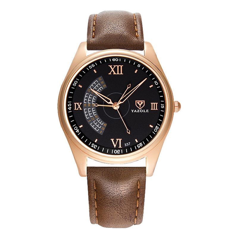 Zakelijk Casual Groot Romeins Cijfer Wijzerplaat Pu Lederen Band 3atm Waterdicht Heren Quartz Horloge