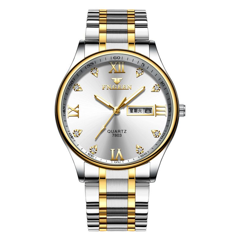 Zakelijk Casual Lichtgevende Wijzer Roestvrij Stalen Band 3atm Waterdicht Heren Quartz Horloge Polshorloge