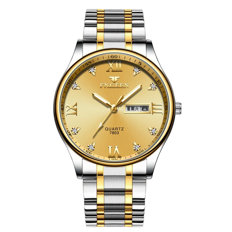 Zakelijk Casual Lichtgevende Wijzer Roestvrij Stalen Band 3atm Waterdicht Heren Quartz Horloge Polshorloge