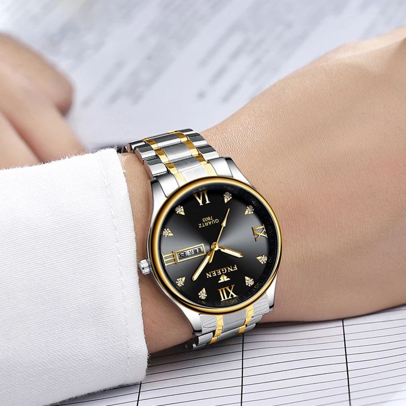 Zakelijk Casual Lichtgevende Wijzer Roestvrij Stalen Band 3atm Waterdicht Heren Quartz Horloge Polshorloge