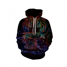 Animal Lion Face D-print Hoodie Voor Herenmode Herfst