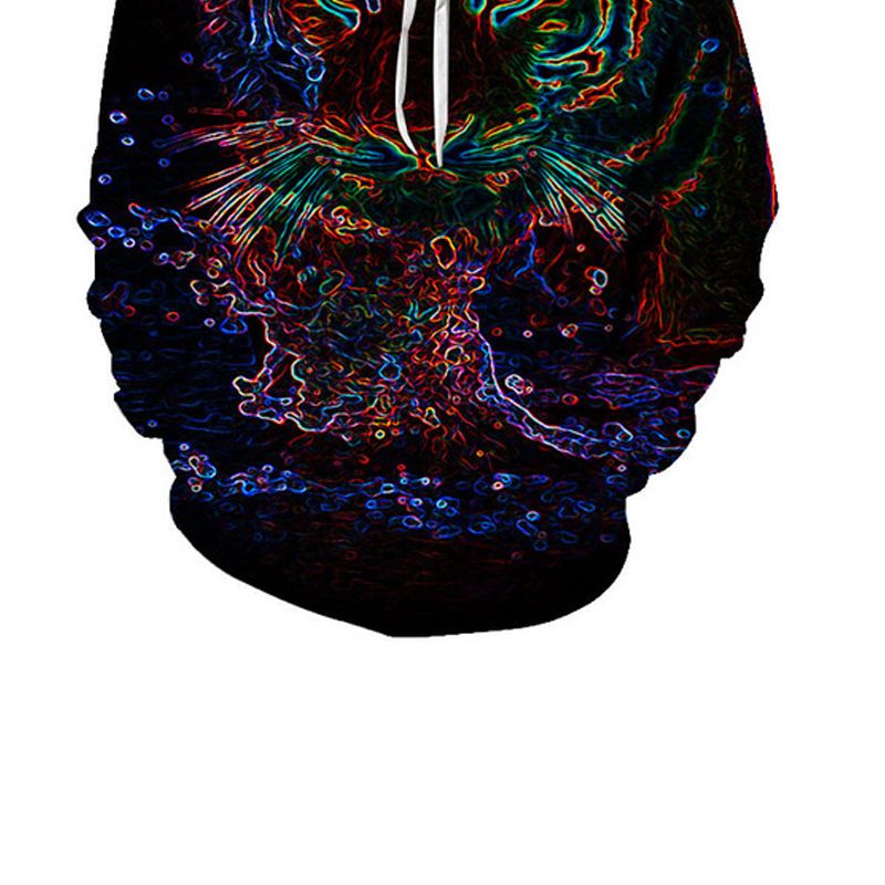 Animal Lion Face D-print Hoodie Voor Herenmode Herfst