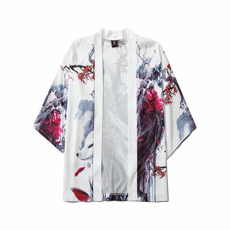 Bron Japanse Ukiyo-e Road Robe Kimono Driekwart Mouw Losse Losgeknoopte Trendy Mantel Shirt Jas
