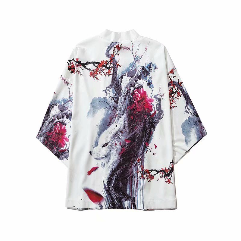 Bron Japanse Ukiyo-e Road Robe Kimono Driekwart Mouw Losse Losgeknoopte Trendy Mantel Shirt Jas
