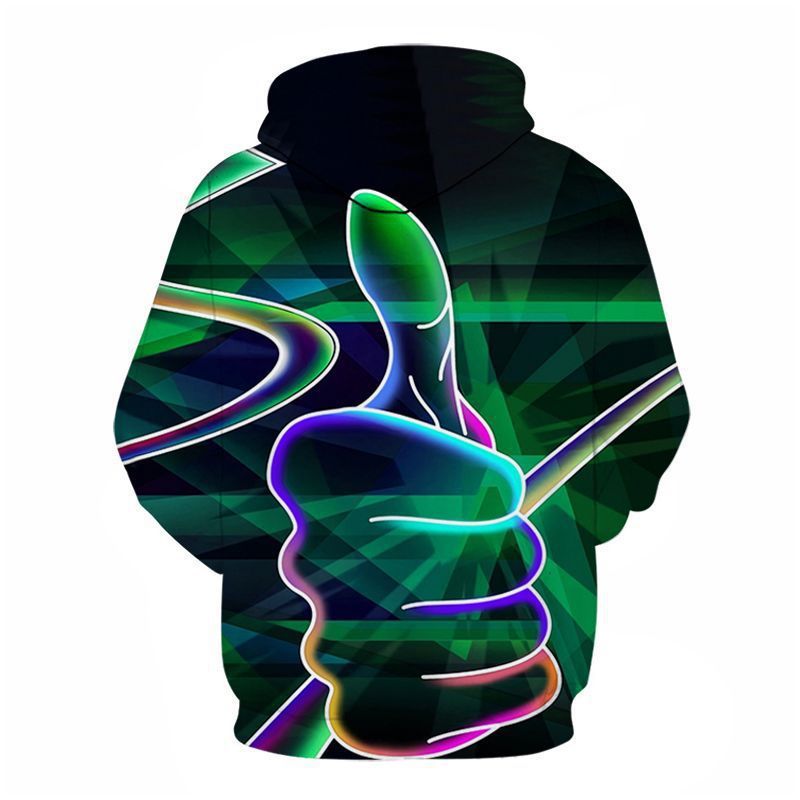 Buitenlandse Handel Nieuwe Hot Koop Thumbs 3d Digital Printing Losse Hoodie Trui