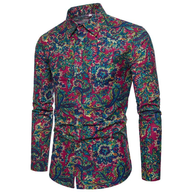 Buitenlandse Handel Nieuwe Stijl Herenmode Shirt Met Lange Mouwen Nachtclub Bloem Shirt Heren Shirt