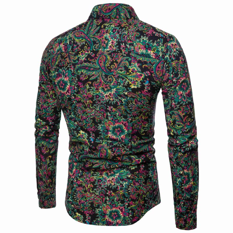 Buitenlandse Handel Nieuwe Stijl Herenmode Shirt Met Lange Mouwen Nachtclub Bloem Shirt Heren Shirt