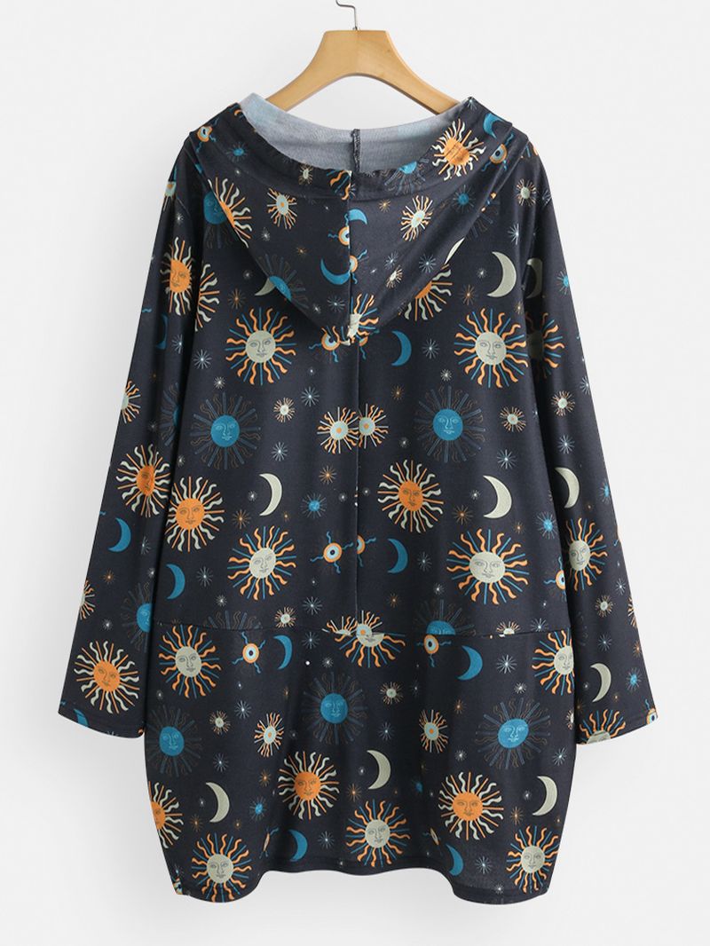 Casual Print Solor-systeem Overhead Hoodies Met Lange Mouwen Sweatshirts