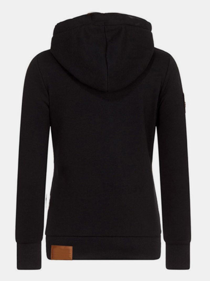 Dames Stiksels Met Lange Mouwen Coltrui Casual Hoodies Met Trekkoord