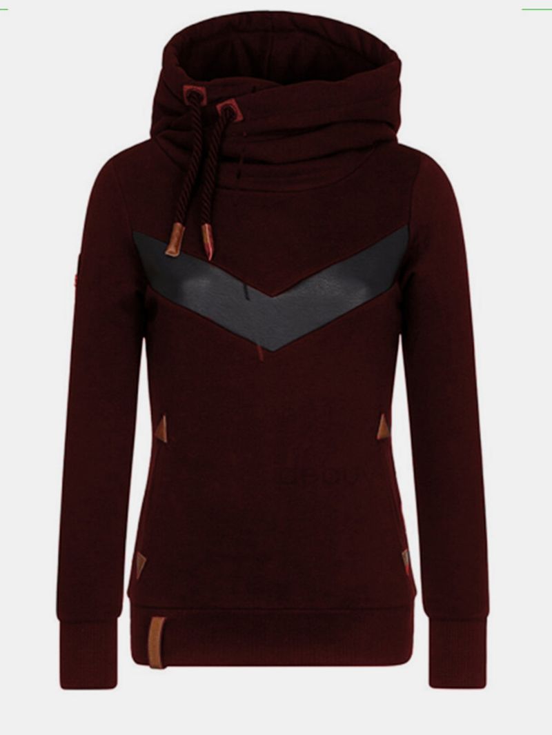 Dames Stiksels Met Lange Mouwen Coltrui Casual Hoodies Met Trekkoord