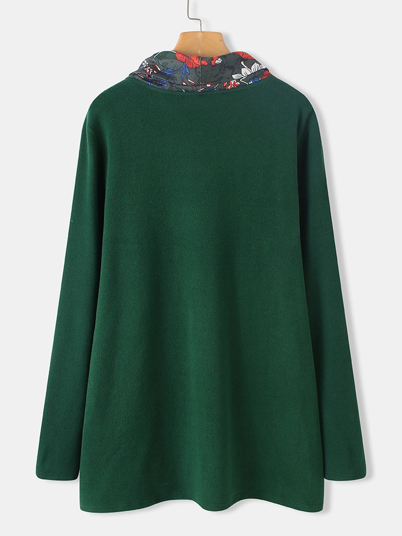 Dames Vintage Bloemenprint Patchwork Coltrui Lange Mouwen Sweatshirts