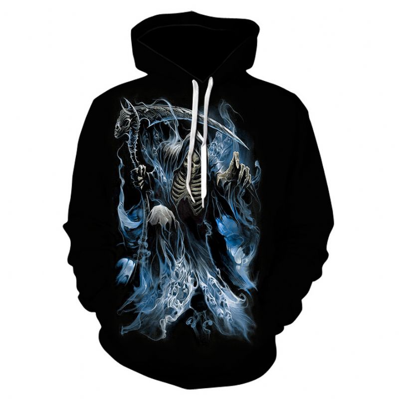 Digitaal Bedrukte Knight Skull Hooded Casual Mode Trui