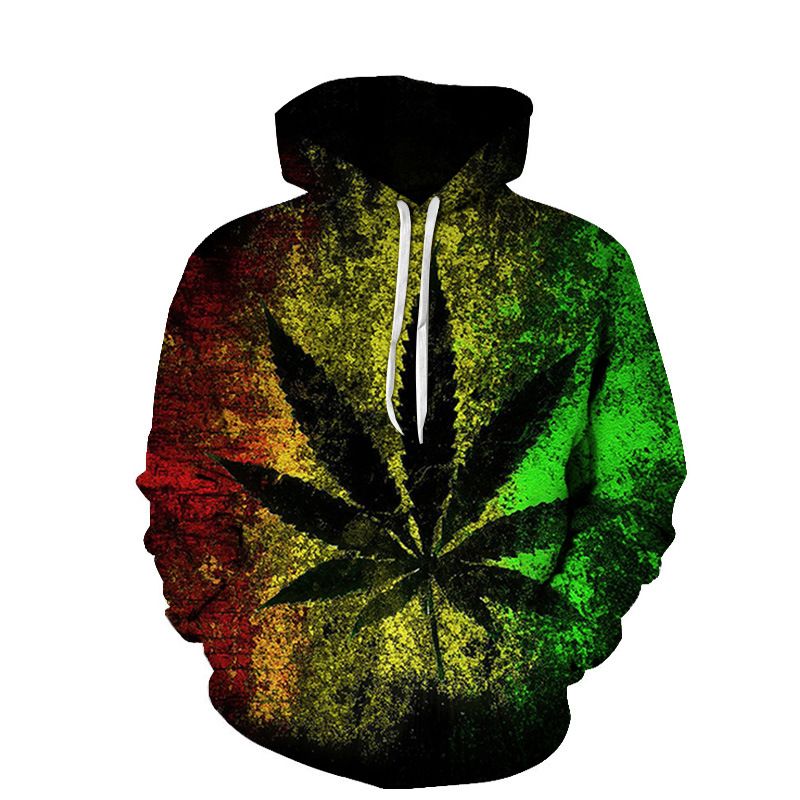 Europese En Amerikaanse Mode Lente En Herfst Modellen Van Groen Hennepblad 3d Digital Printing Liefhebbers Hoodie Trendy Trui Honkbal Uniform