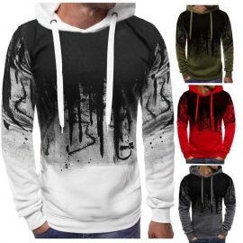 Fluwelen Herensweatshirt Met Inktspattende Print Pullover-sweater