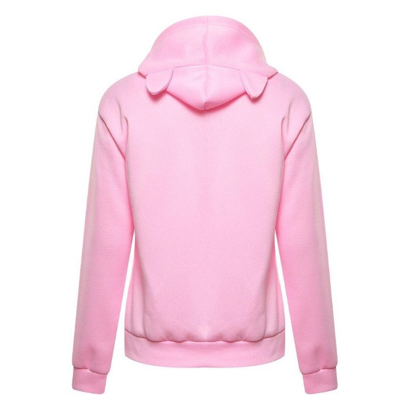 Harajuku Kat Oor Cap Hoodies Vrouwen Ik Ben Een Kat Gedrukt Hooded Sweatshirts Roze Top Leuke Lange Mouw Losse Trui Moletom