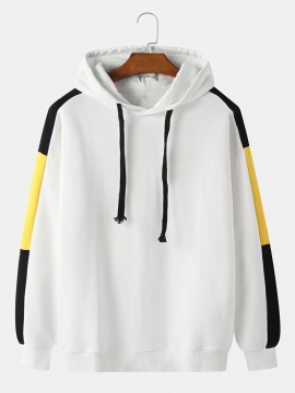 Heren 100% Katoenen Colorblock Stiksels Mouw Casual Trekkoord Hoodies