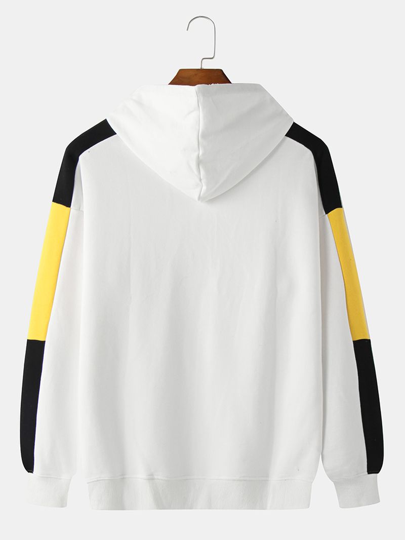 Heren 100% Katoenen Colorblock Stiksels Mouw Casual Trekkoord Hoodies