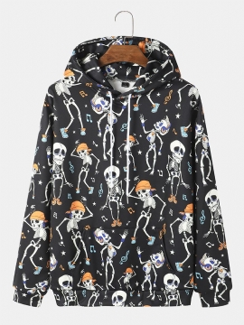 Heren Dans Sweatshirt Met Capuchon En Schedelprint