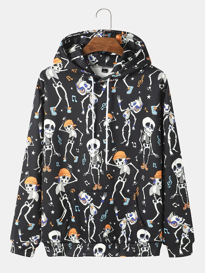 Heren Dans Sweatshirt Met Capuchon En Schedelprint