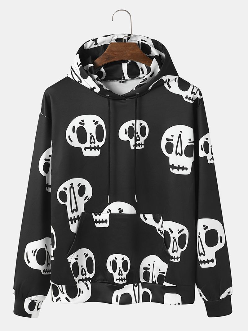 Heren Skeleton Cartoon Trekkoord Casual Hoodies