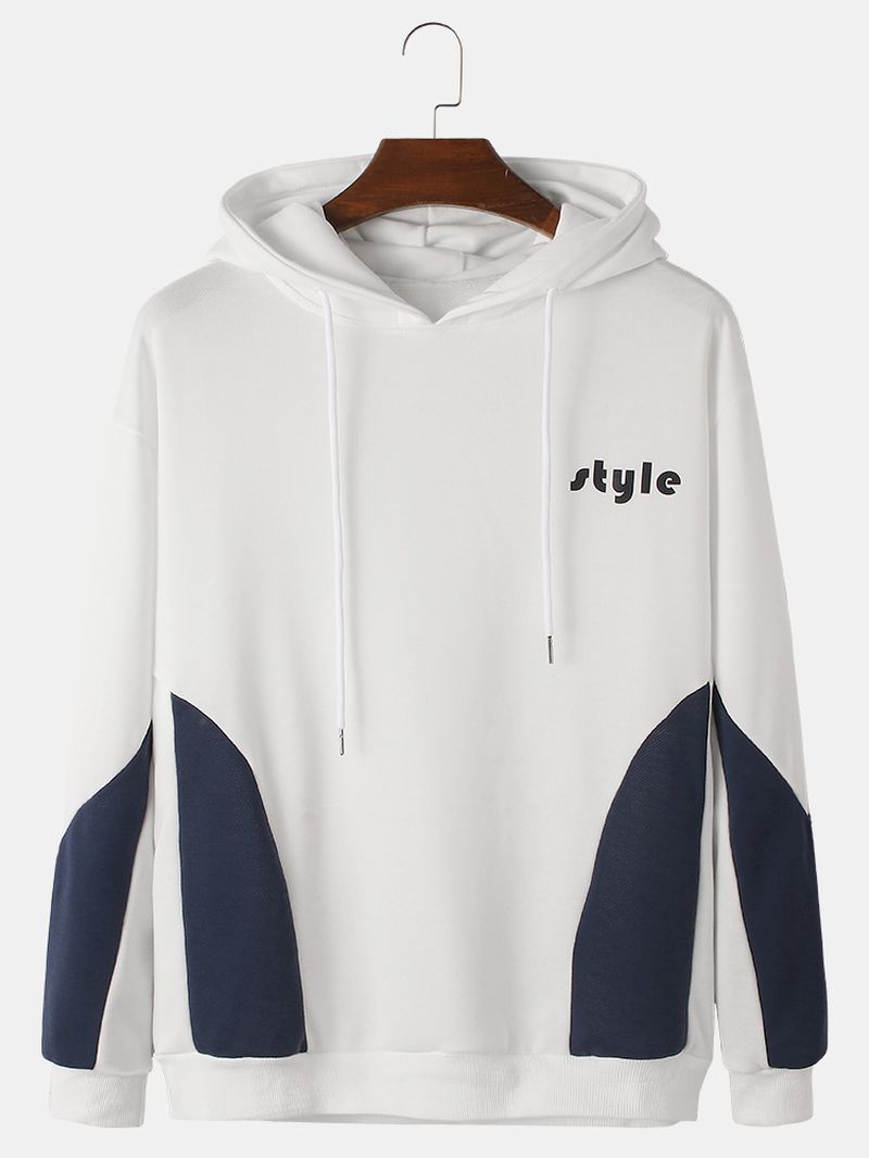 Heren Stiksels Kleurblok Korte Stijl Losse Trekkoord Hoodie