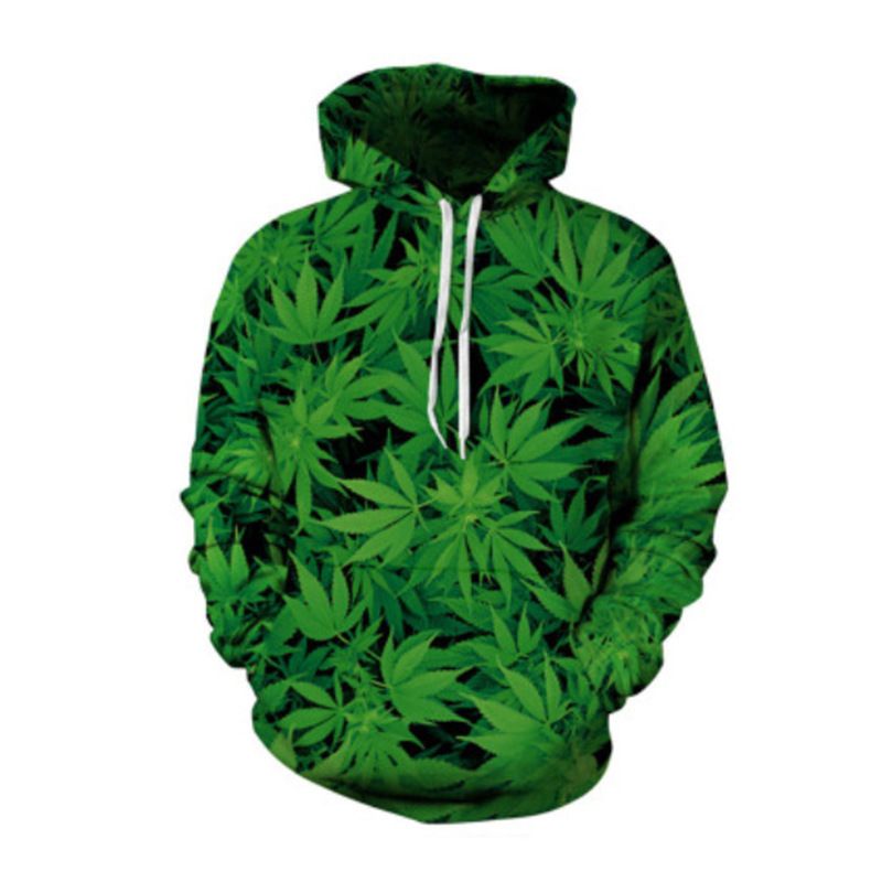 Herenmode Groene Big Leaf Hoodie