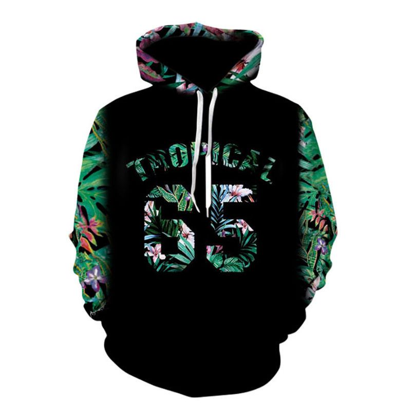 Herenmode Groene Big Leaf Hoodie