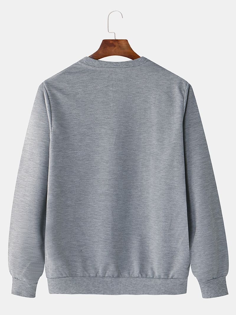 Herenmode Ronde Hals Katoenen Casual Overhead Sweatshirt Met Lange Mouwen