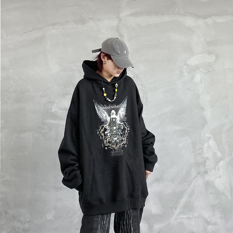 Hiphop-sweatshirt Met Engelenprint En Capuchon