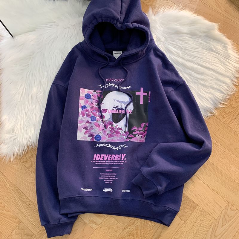 Jojo Heeft Gewacht Op Het Nationale Tij High Street Rose Girl Hooded Sweater Voor Mannen En Vrouwen Tij Losse Bedrukte Hoodies Koppels