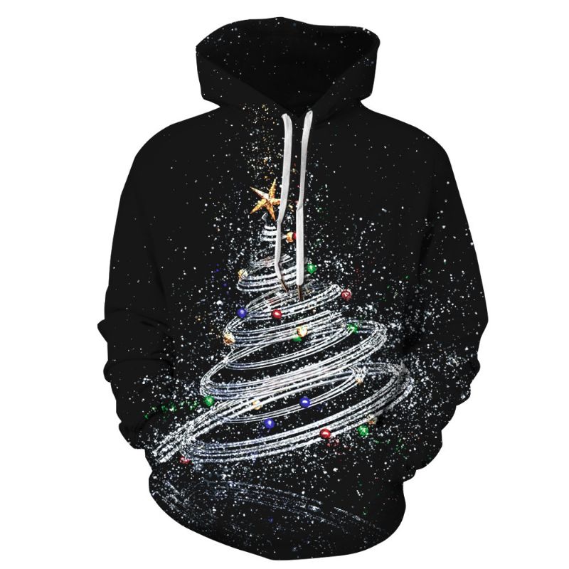 Kerst 3d Digitaal Printen Hoodie Met Lange Mouwen