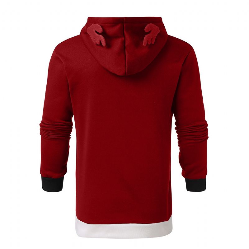 Kerstgewei Sweatshirt Met Capuchon En Kleurblokken