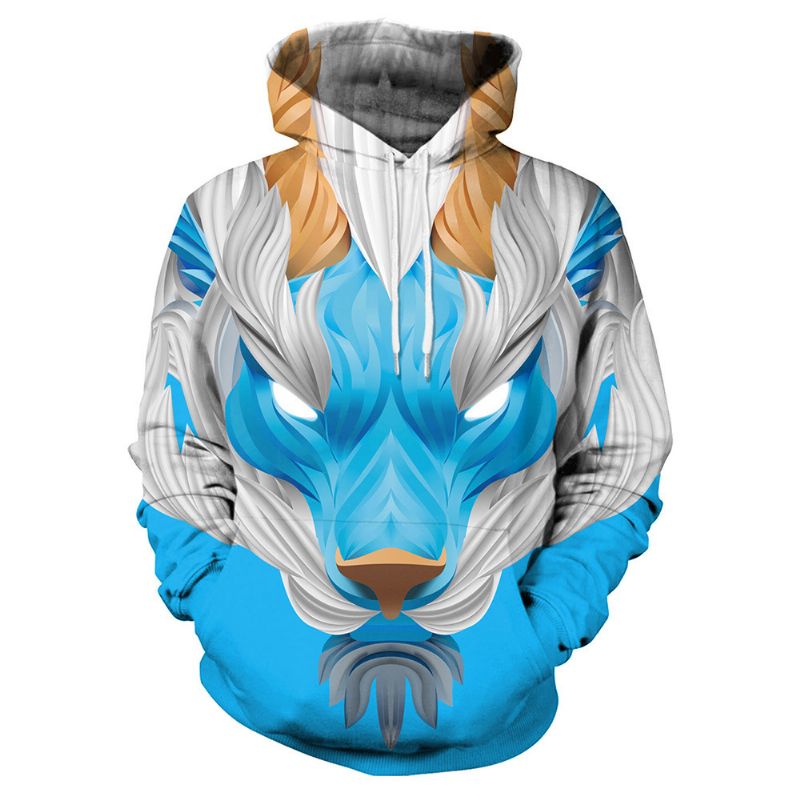 Kleurrijk Sweatshirt Met Negenstaartige Vos Met 3d-digitale Print