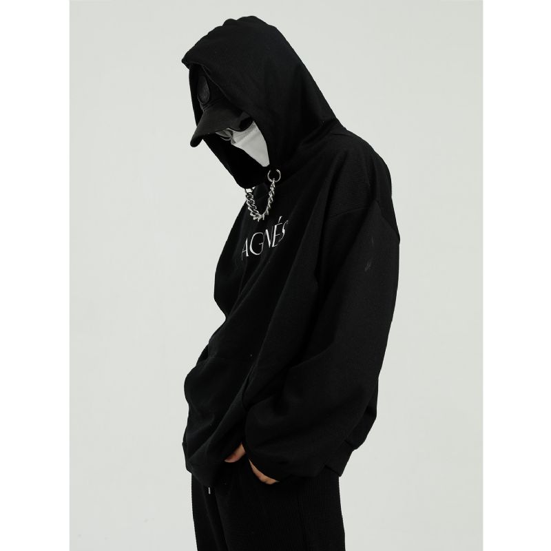 Koreaanse Stijl Losse Ketting Ontwerp Sense Wild Letter Paar Hooded Sweater