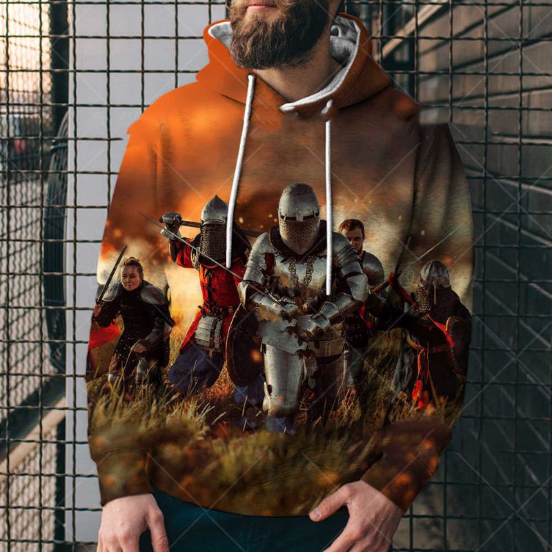 Losse Hoodie Met Print En Digitaal Bedrukt Heren