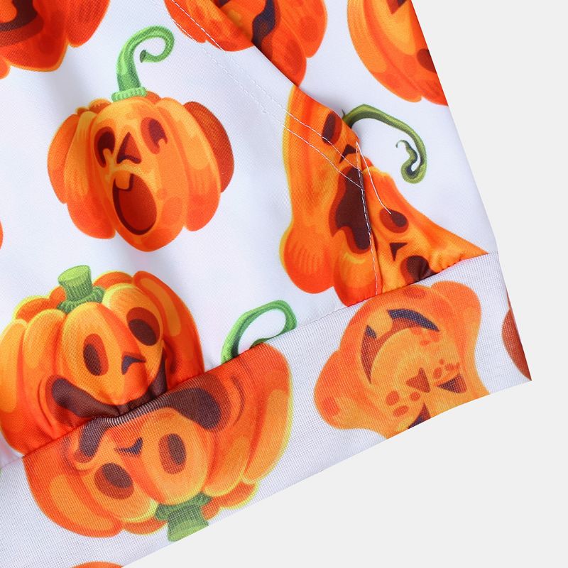 Pumpkin Monster Print Casual Sweatshirt Met Insteekzak En Capuchon