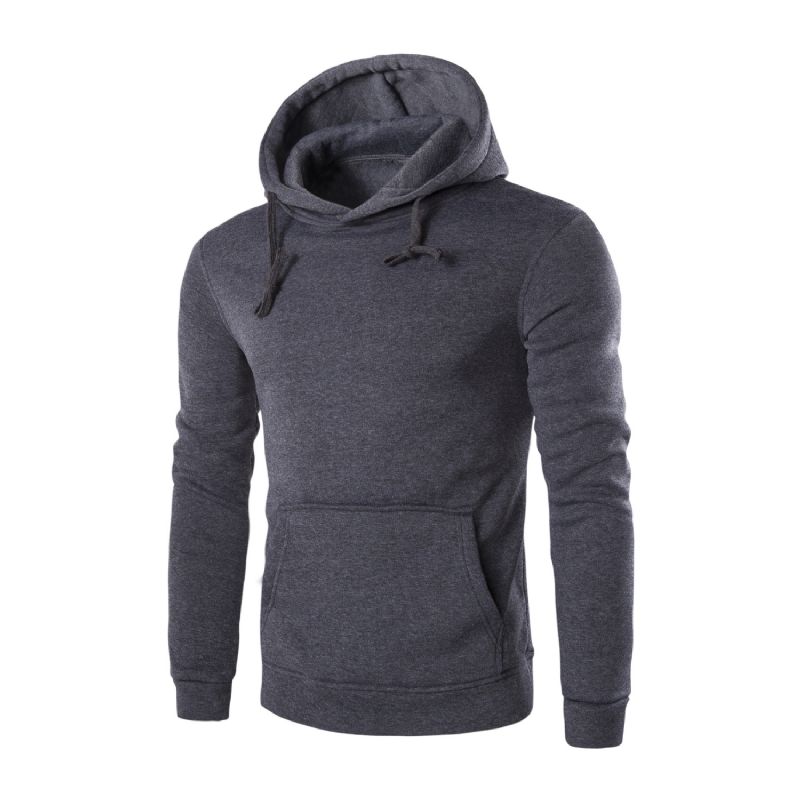 Pure Color Slim Heren Hoodie Met Lange Mouwen Casual Eenvoudige Pullover Trui