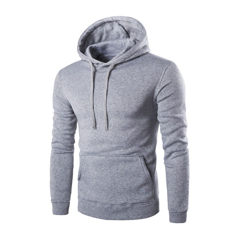 Pure Color Slim Heren Hoodie Met Lange Mouwen Casual Eenvoudige Pullover Trui