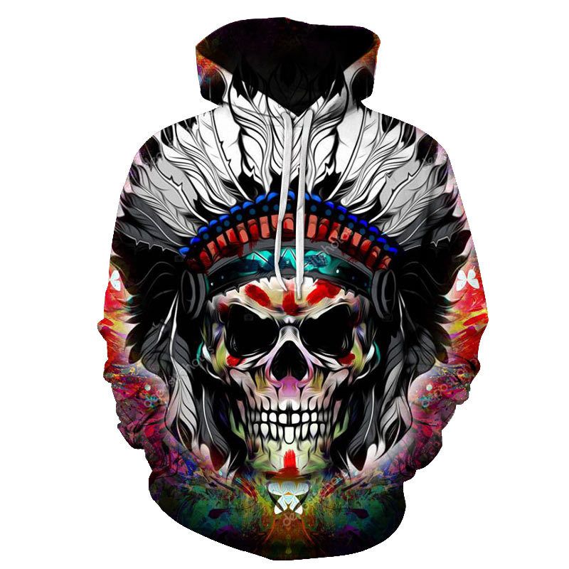 Skull 3d Printing Hooded Pocket Pullover Sweater Nanchao Hoodie Herenpersoonlijkheid Fabrikant