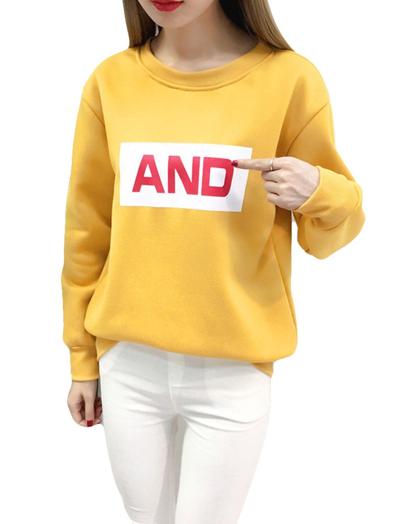 Sweatshirt Met Lange Mouwen En O-hals Met Letters En Print