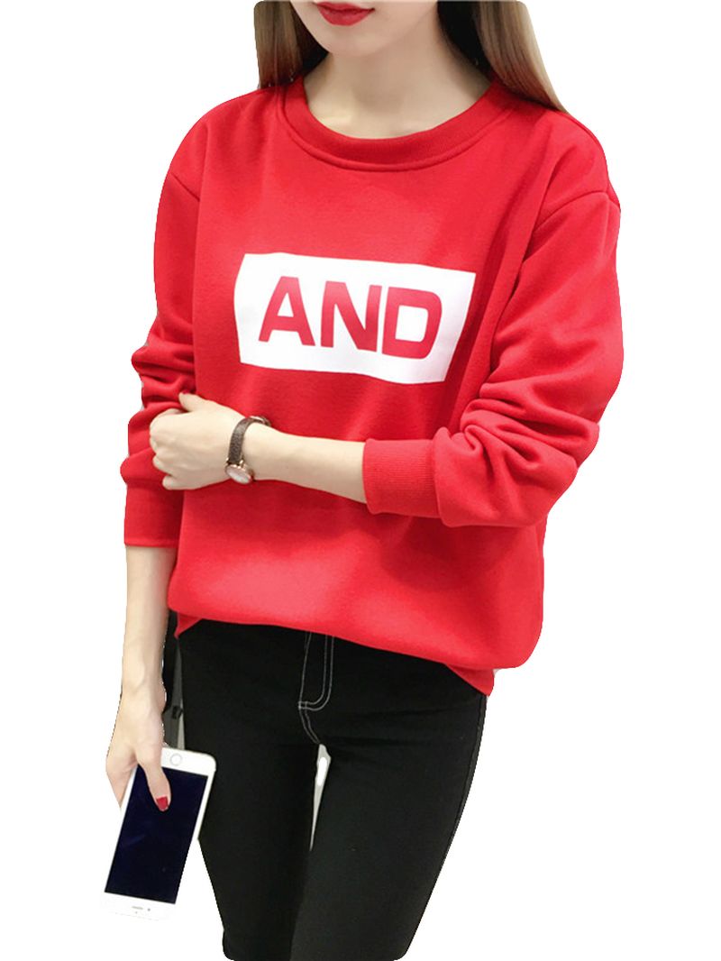 Sweatshirt Met Lange Mouwen En O-hals Met Letters En Print