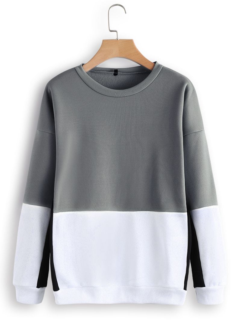 Sweatshirt Met Ronde Hals En Patchwork