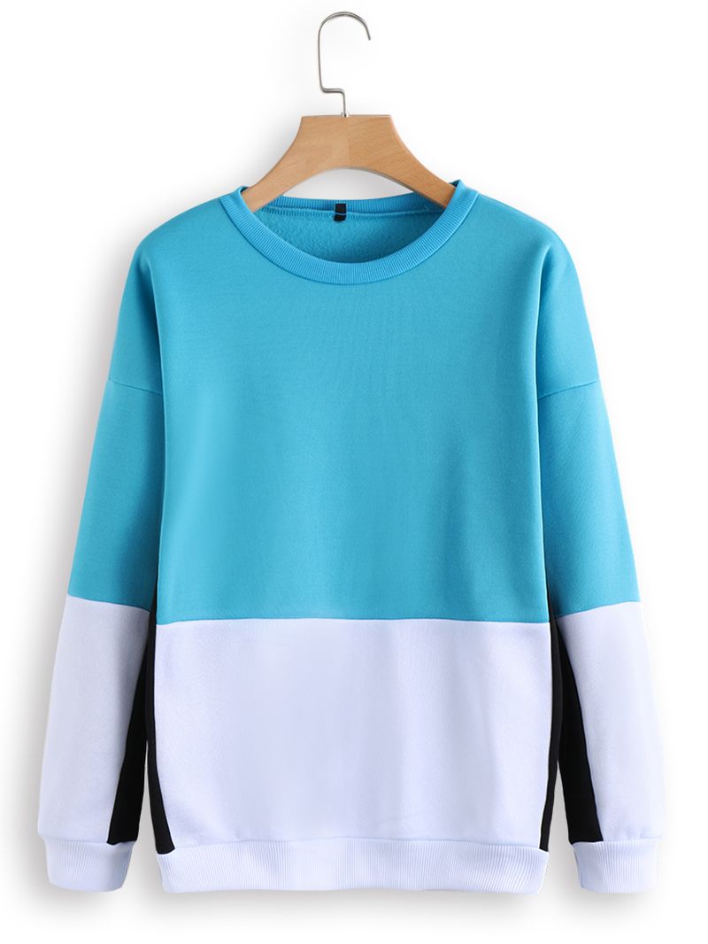 Sweatshirt Met Ronde Hals En Patchwork